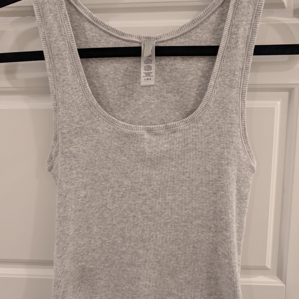 SKIMS Light Gray Ribbed Tank Top